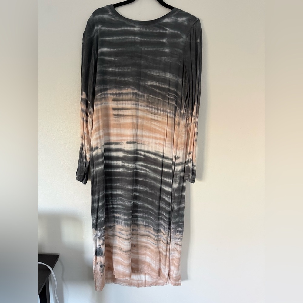 Anthropologie/Dolan Gray and Coral Tie-Dye Long Sleeve Midi Dress - Picture 2 of 6